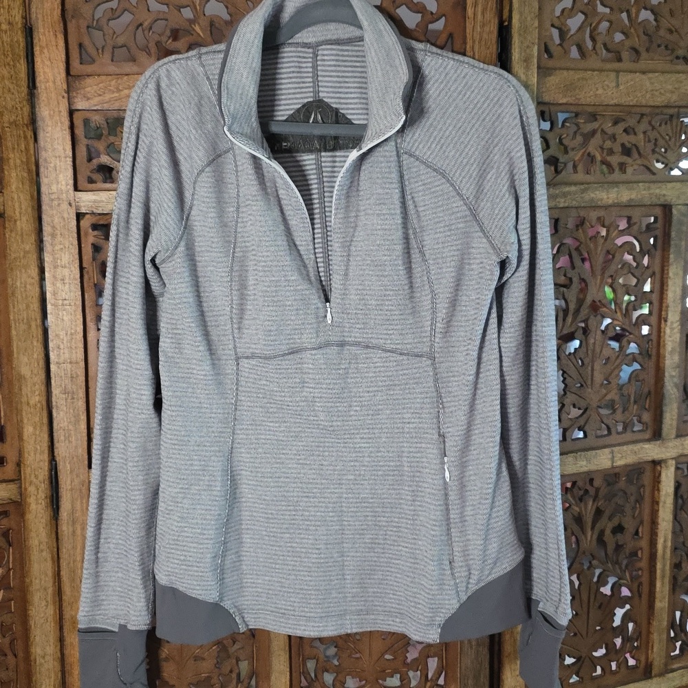 Lululemon Gray Striped Quarter-Zip Pullover